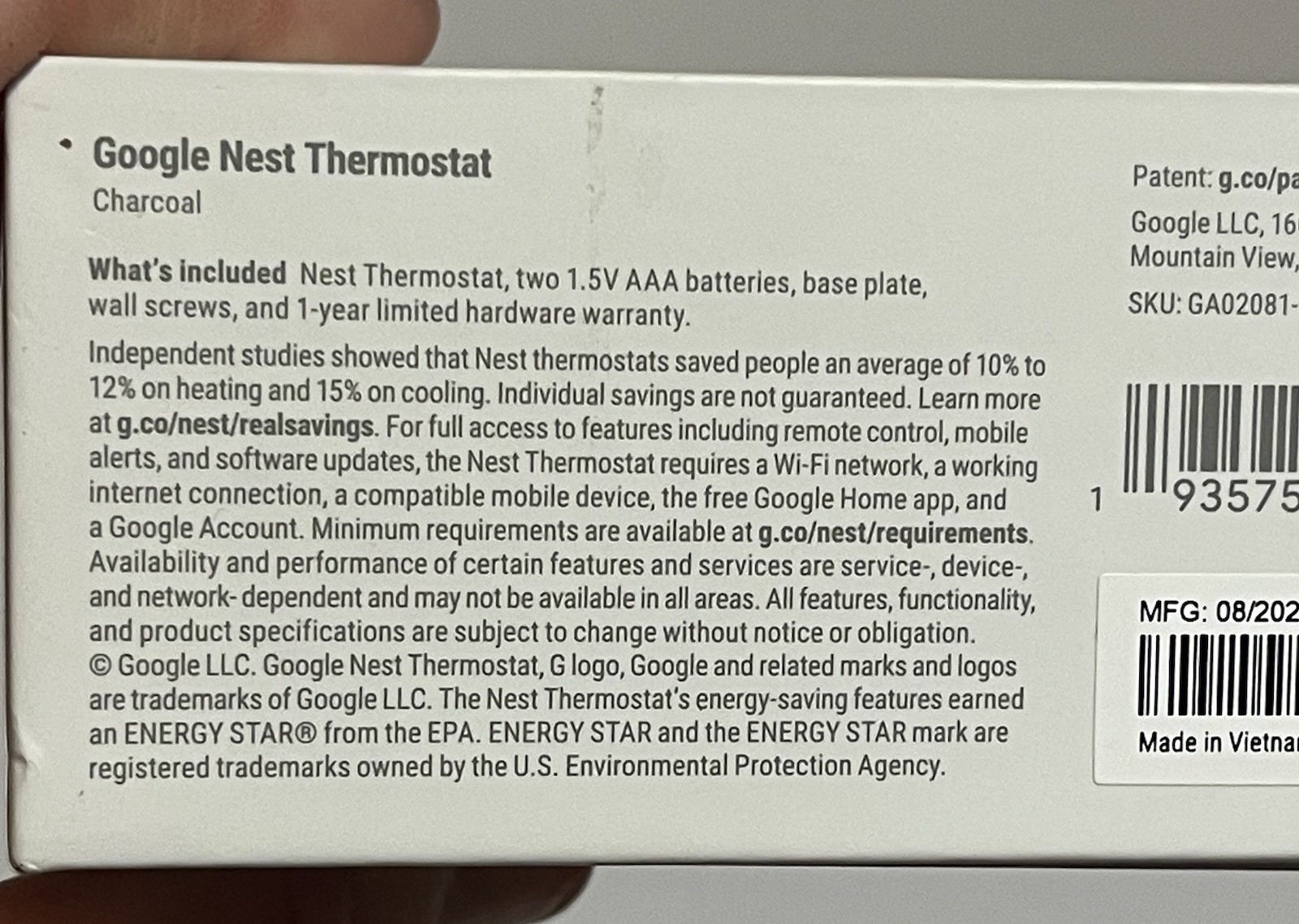 Google Nest Thermostat Charcoal Round App Control Google Home Compatible