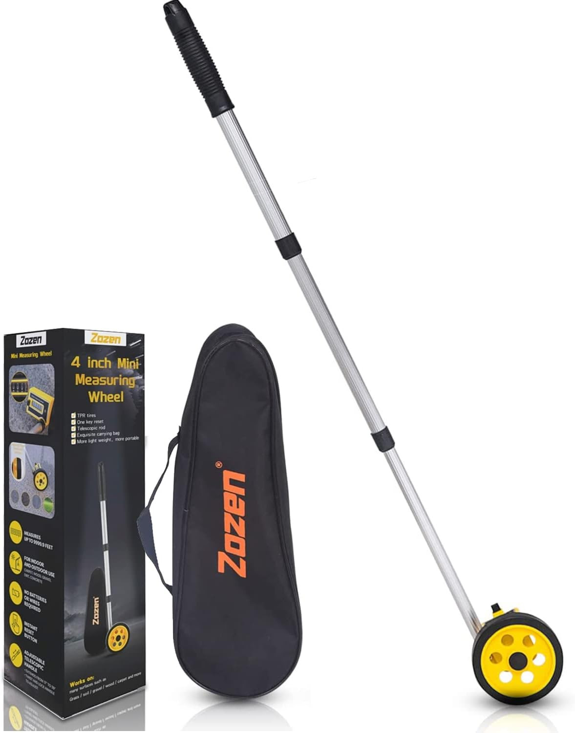 Zozen Measuring Wheel in Feet and Inches, Scalable Length 40In, 4-Inch Measure W