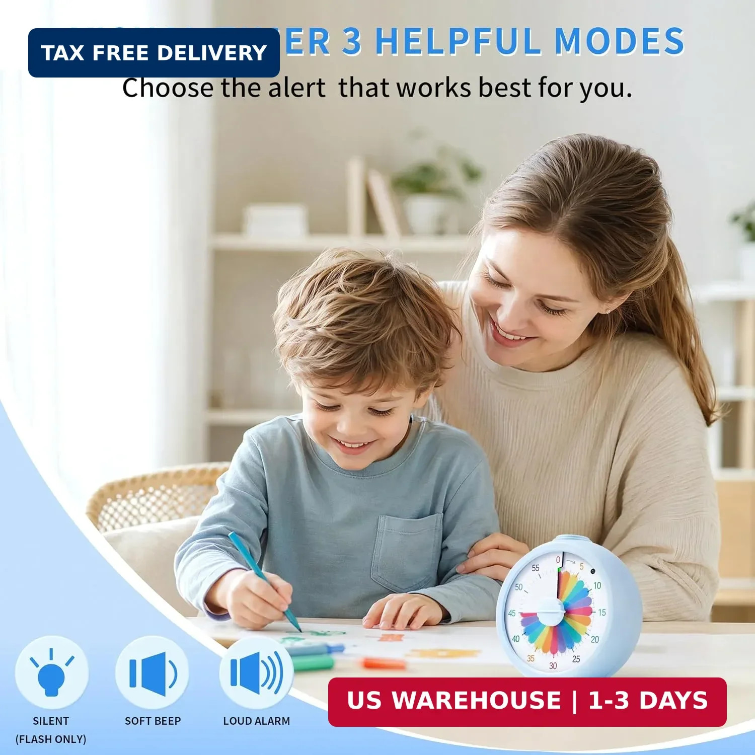 Visual Timer, 60-Minute Countdown Timer for Kids and Adults with Adjustable Volu