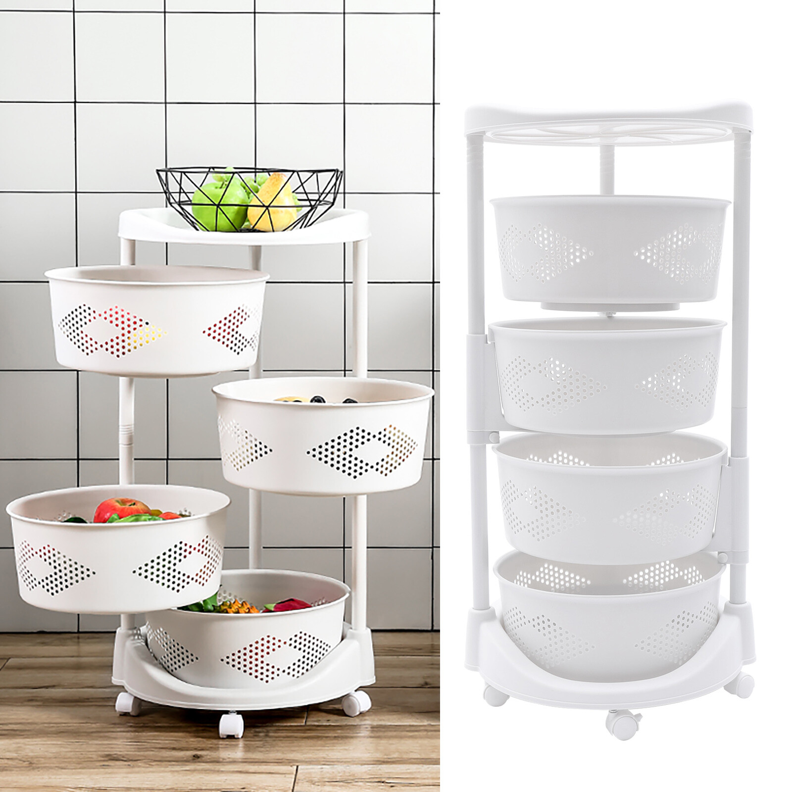 Multi-Layer Vegetable Rotating Basket Rack Fruit Snack Storage Kitchen Organizer