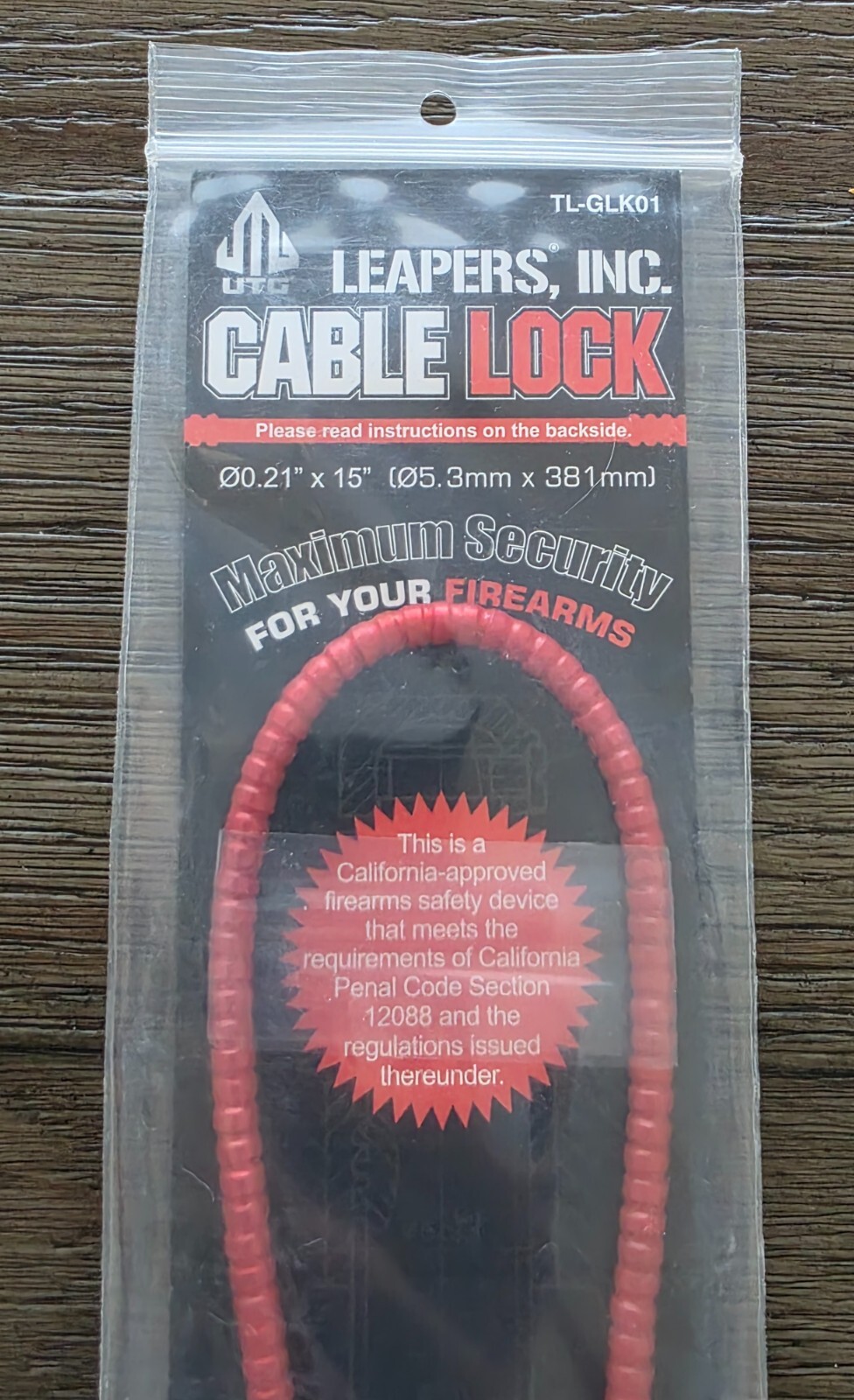 LEAPERS INC Cable Lock Maxium Security for Firearms Model TL-GLK01 - NEW in Pack