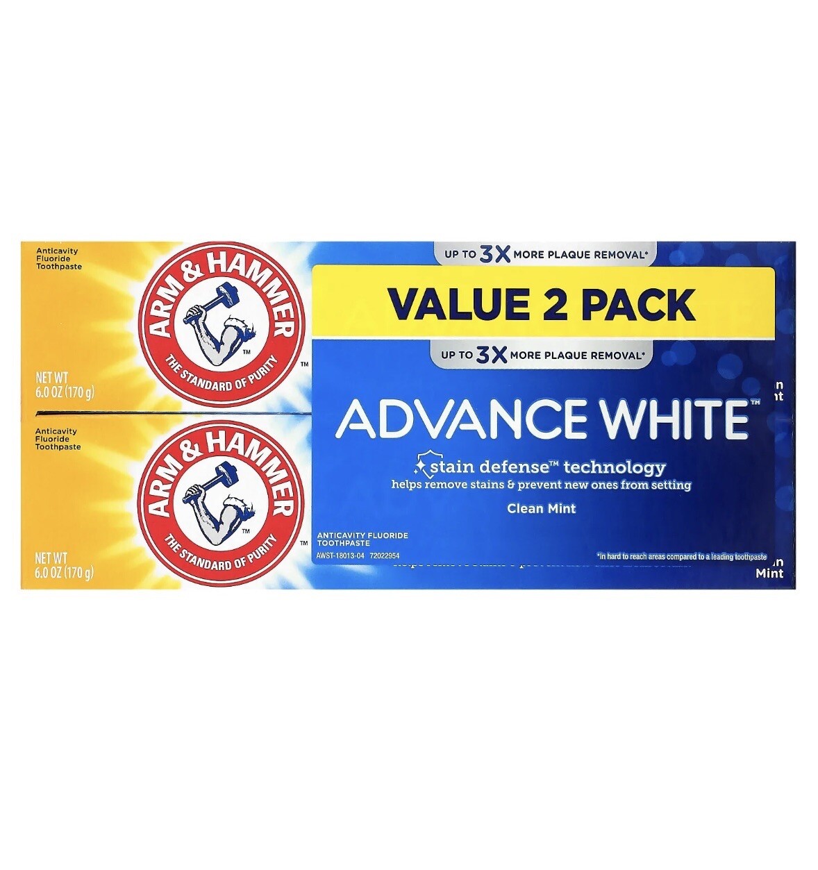 Advance White, Anticavity Fluoride Toothpaste, Clean Mint, Twin Pack, 6 oz