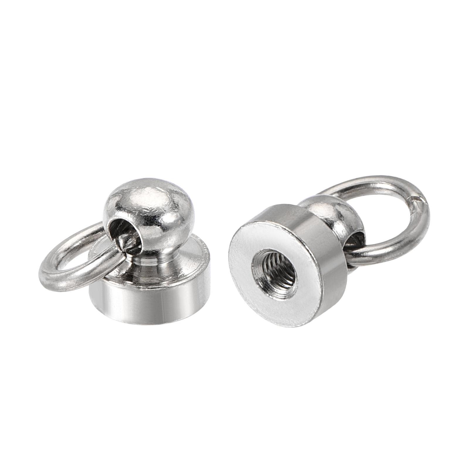 8x8mm Tear Ring Rivets Round Studs Brass Silver Head 10pcs