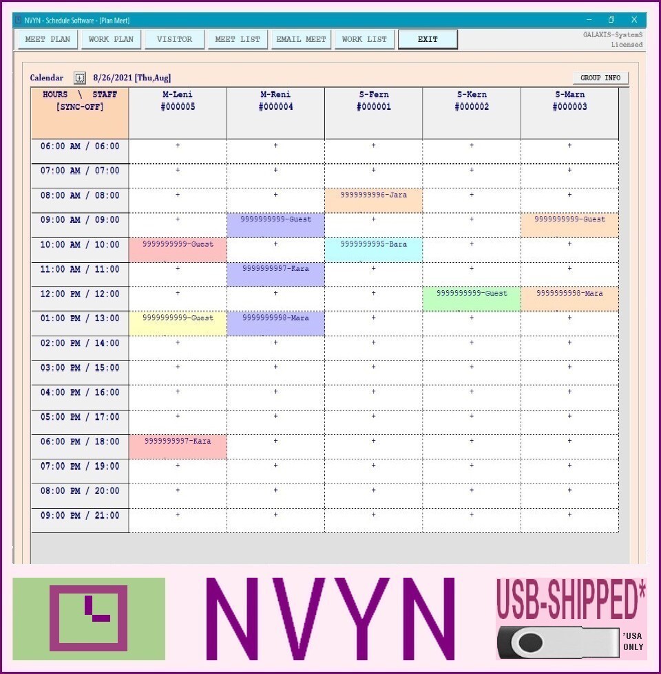 NVYN Visitor Schedule Software - Meet Work Plan Calendar