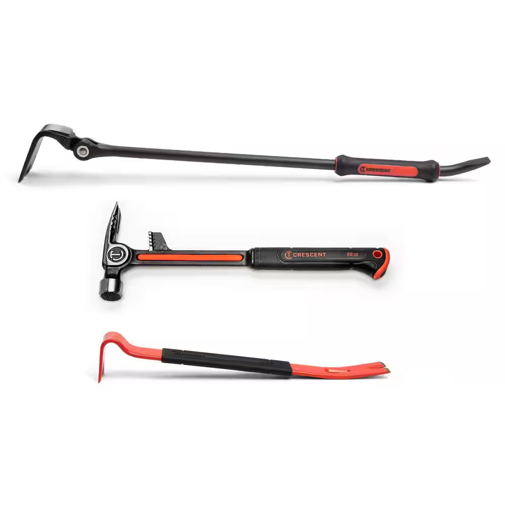 Demolition Hammer and Pry Bar Tool Set (3-Piece)