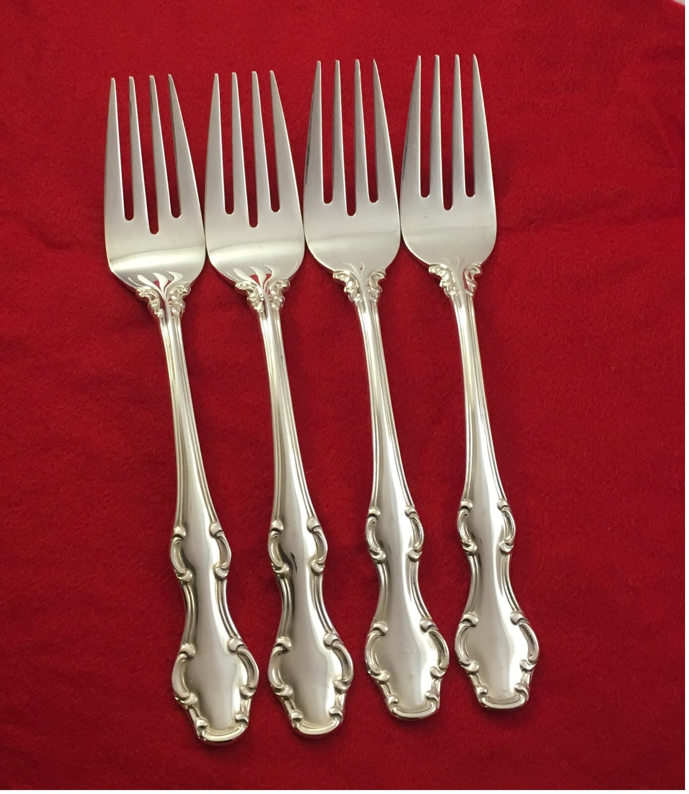 TOWLE Silverplate 1968 STANDISH 4 Salad Forks Ornate Flatware