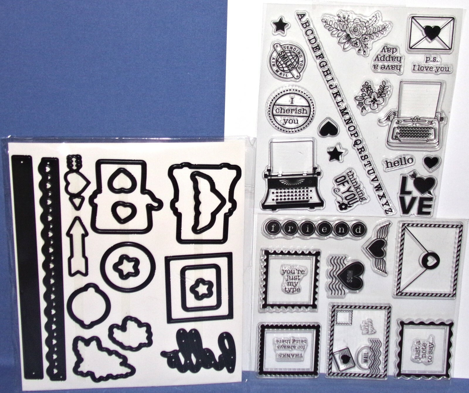Diamond Press Just My Type Stamps & Dies Envelope Stamps Hearts hello HTF Rare