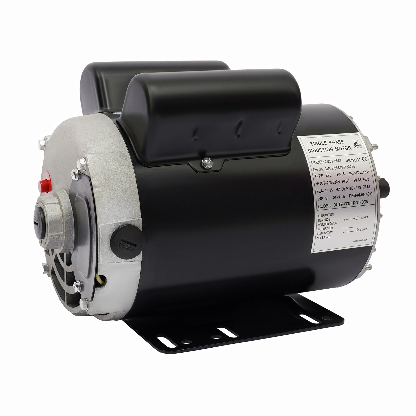 5HP Air Compressor Motor, 5/8" Shaft, 208-230V, Durable Performance
