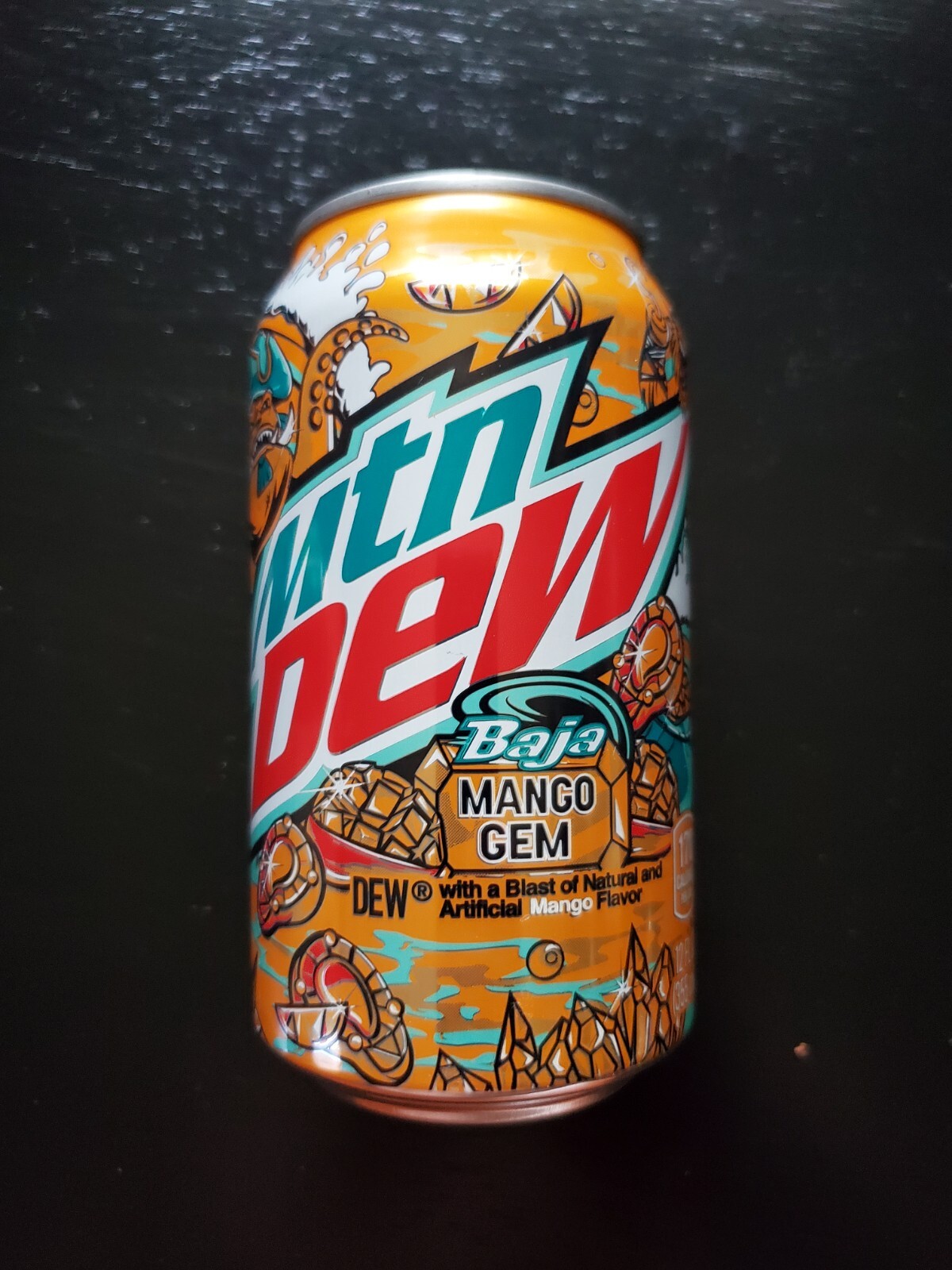 Mountain Dew Baja Mango Gem Bottom Emptied
