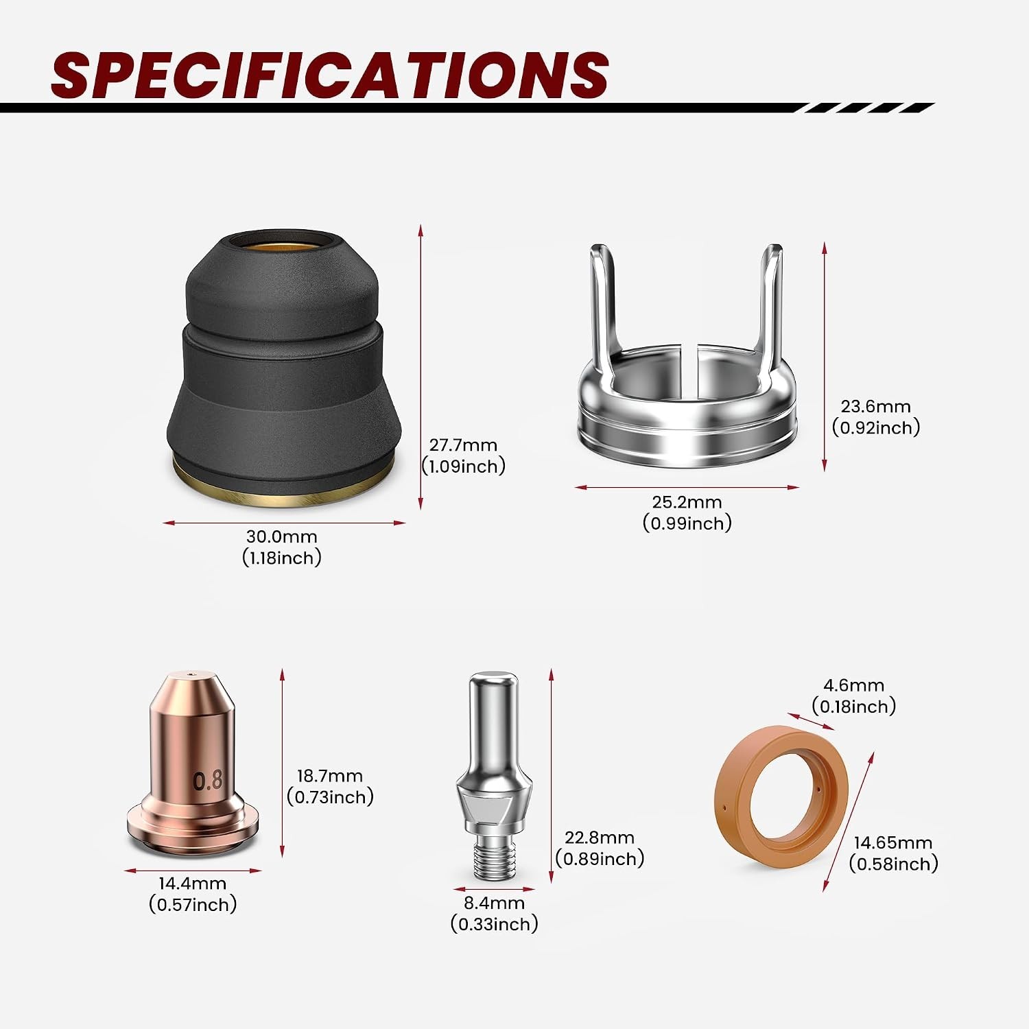Complete Kit of 23Pcs Plasma Cutting Consumables for Efficient Torch Performance