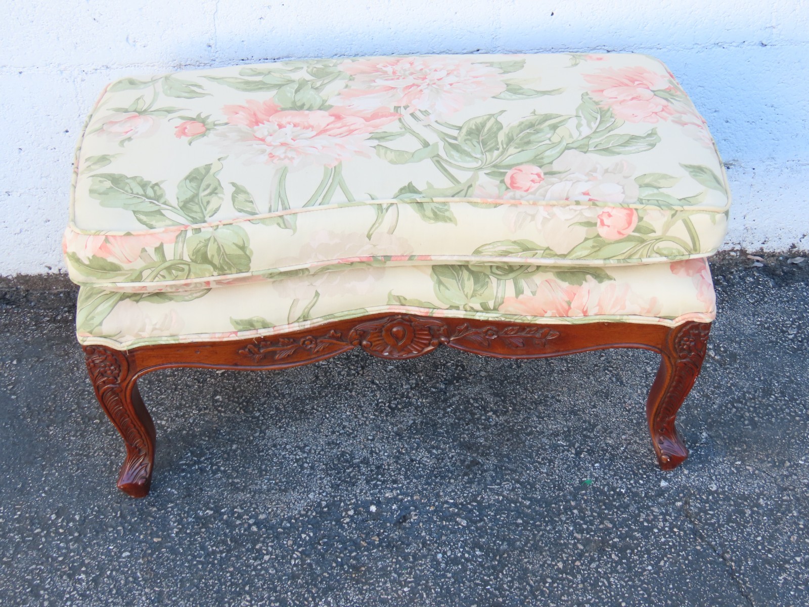 French Carved Large Stool Footstool Ottoman 6308