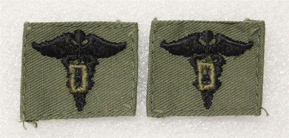Army Officer Cloth Collar Insignia 407: Dental Corps pair - subdued