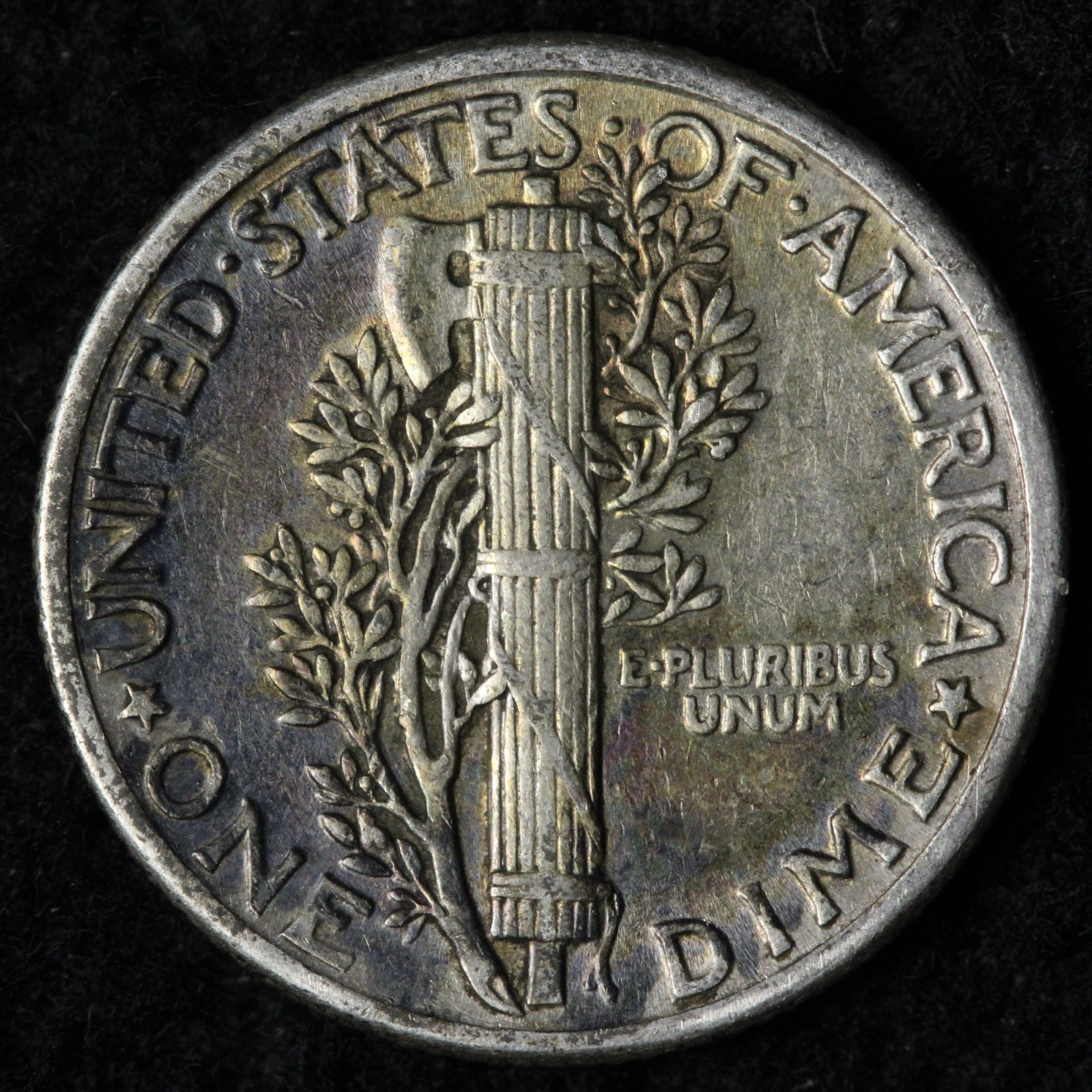 1926 Mercury Silver Dime AU TONED E216 KUST