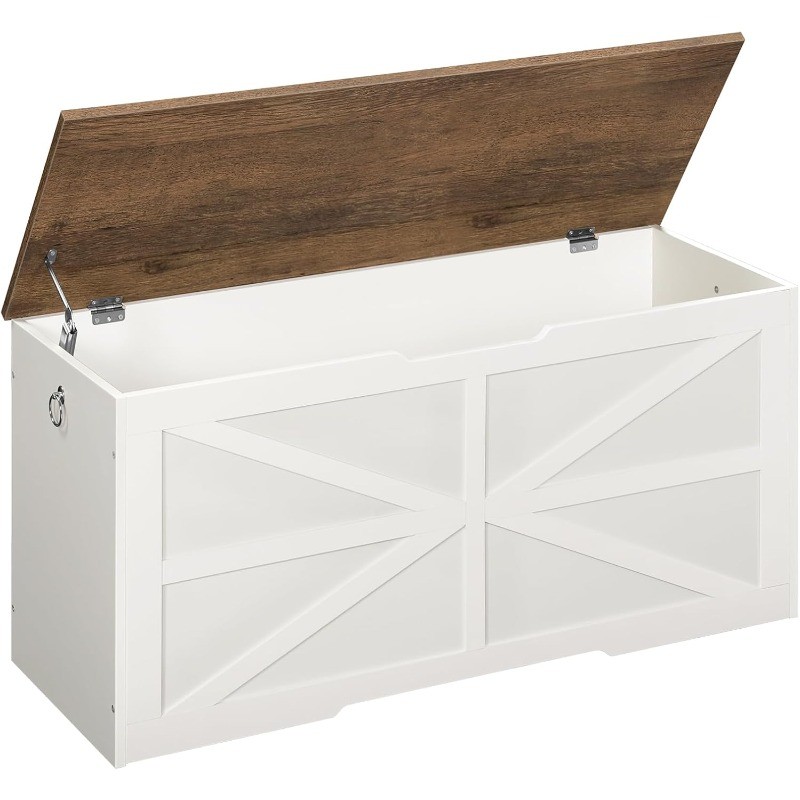 Storage Chest, 39.4" Wooden Storage Trunk, Modern Storage Bench with Safety