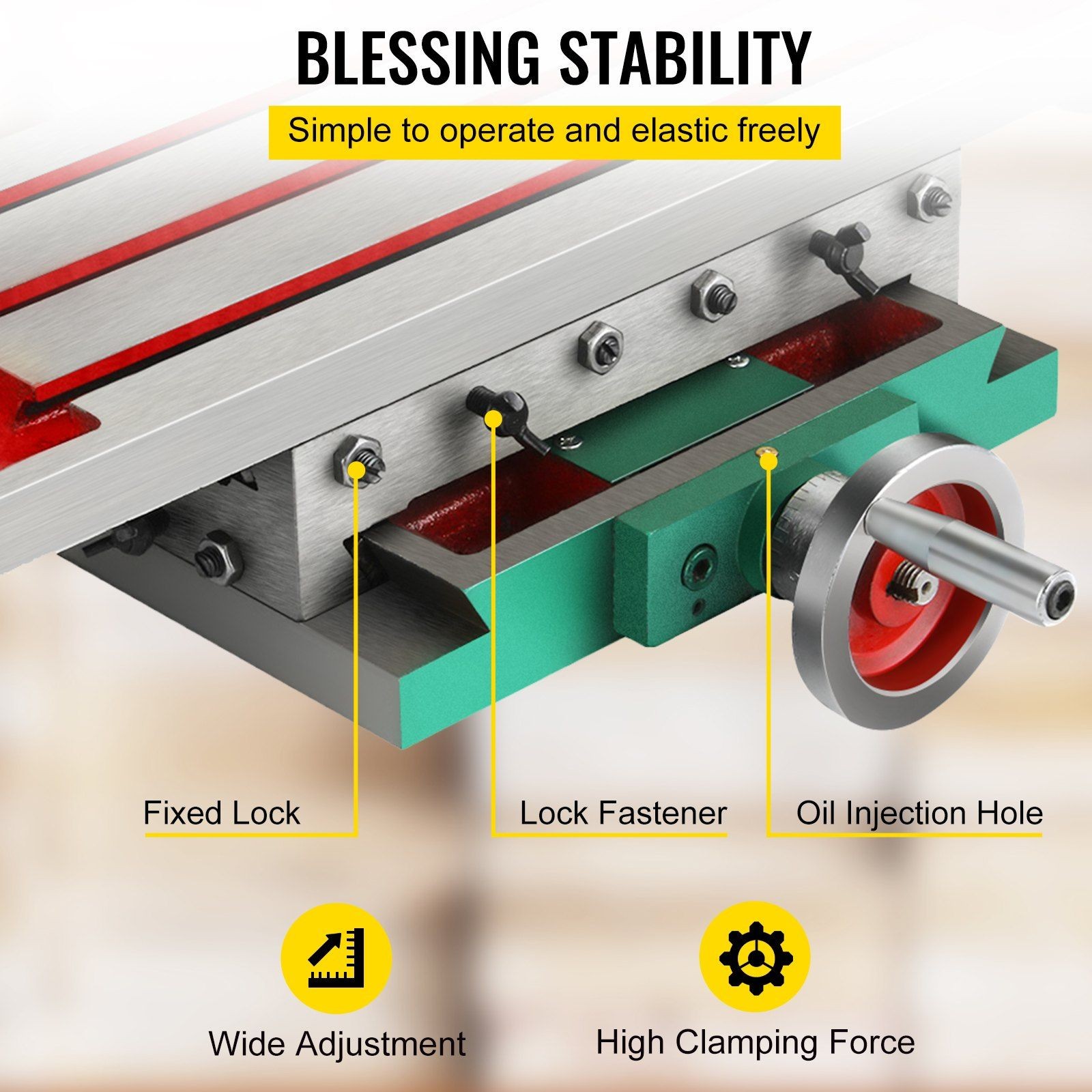 2-Axis 4-Way 17.7x6.7in Heavy-Duty Compound Work Table & Milling Drilling