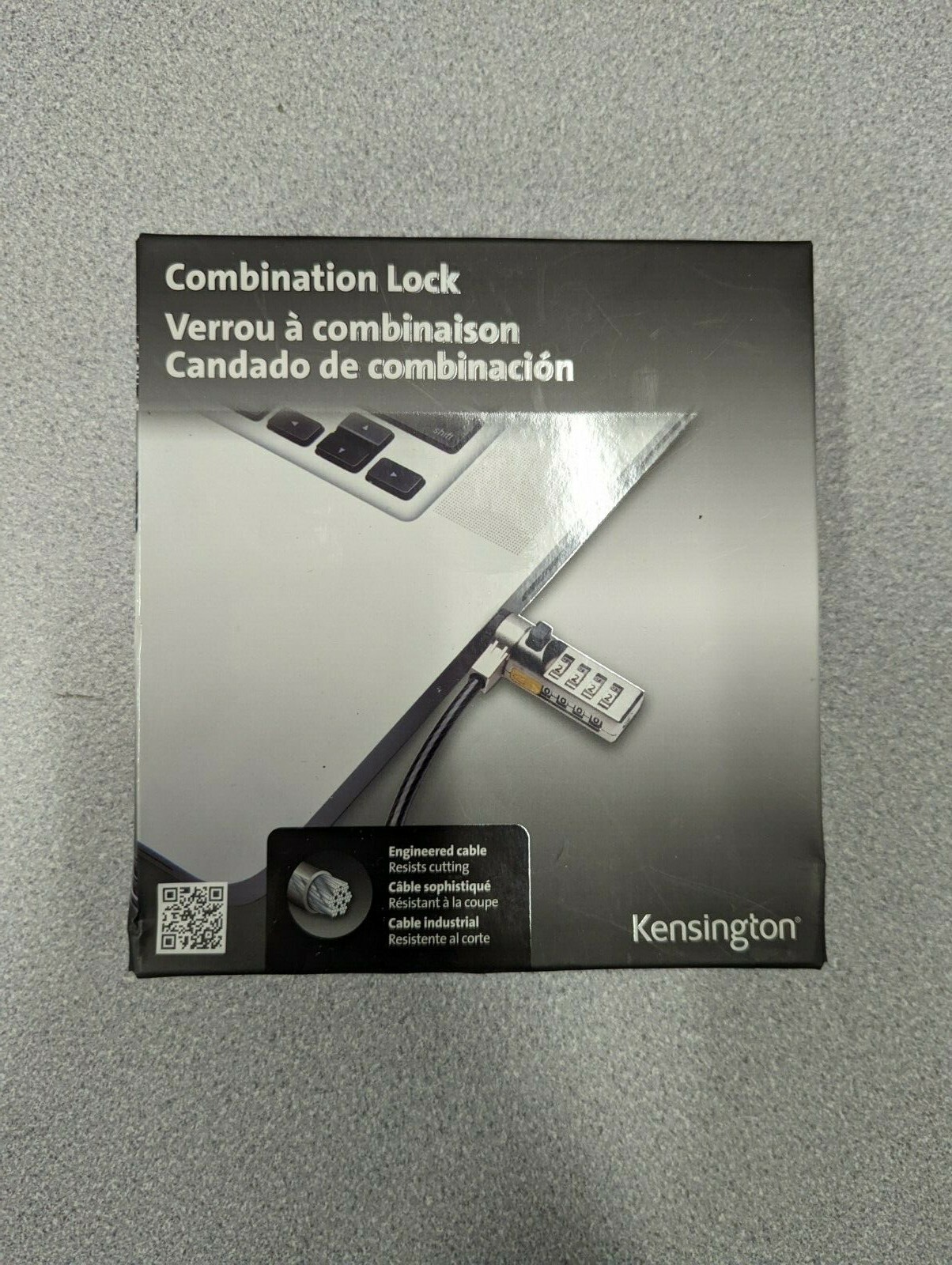 Kensington Combination Laptop Lock, 6Ft Carbon Strengthened Steel Cable A1424A