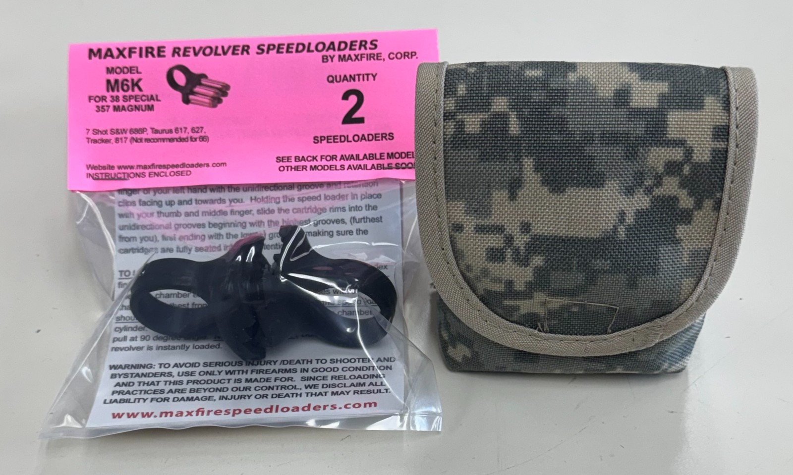 (2 PACK) MaxFire #6 Speedloaders [7-shot .357/.38] w/Pouch - select S&W & Taurus