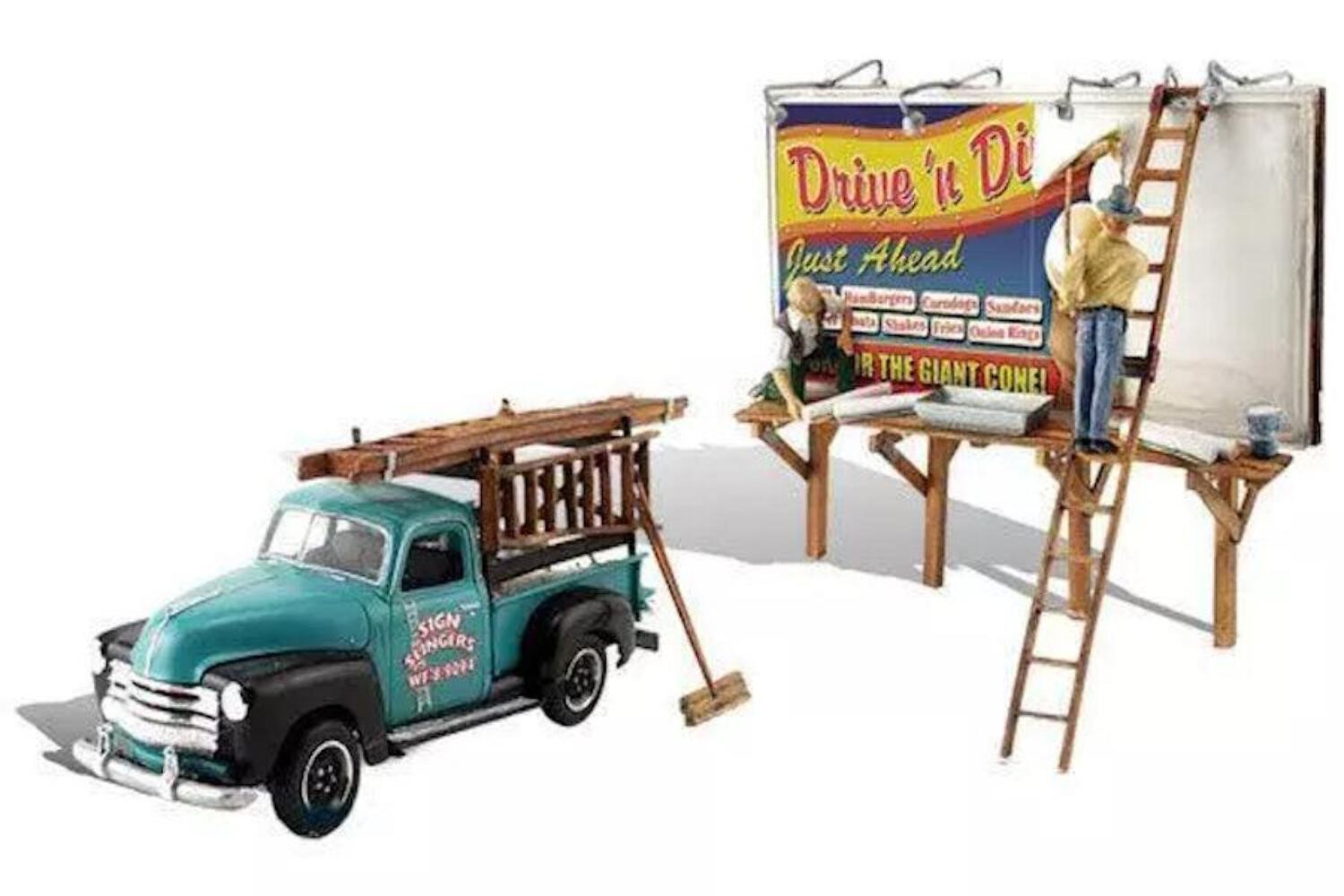 Woodland Scenics AS5556 HO Sign Slingers Vehicle Figure Built & Ready /
