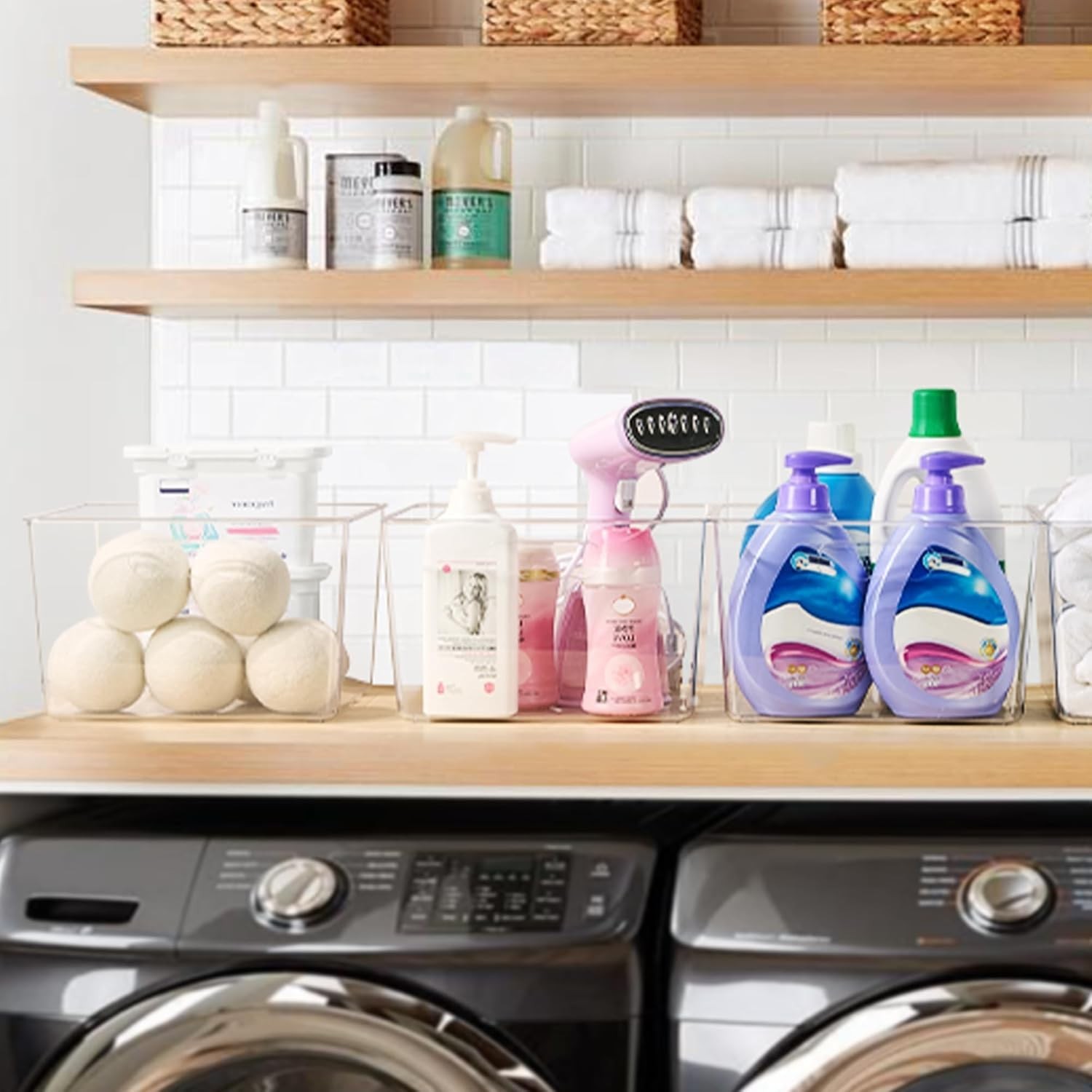 6 Pack Clear Plastic Storage Bins 11x11 Cube Acrylic Organizer Extra Large