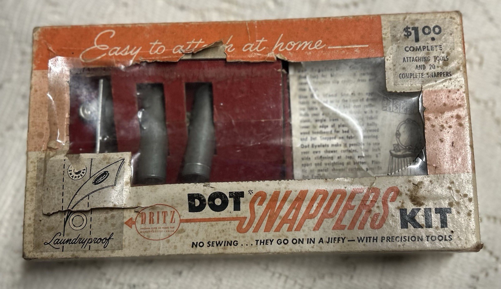 Vintage Dritz Dot Snappers Kit for Attaching Snaps to Clothing