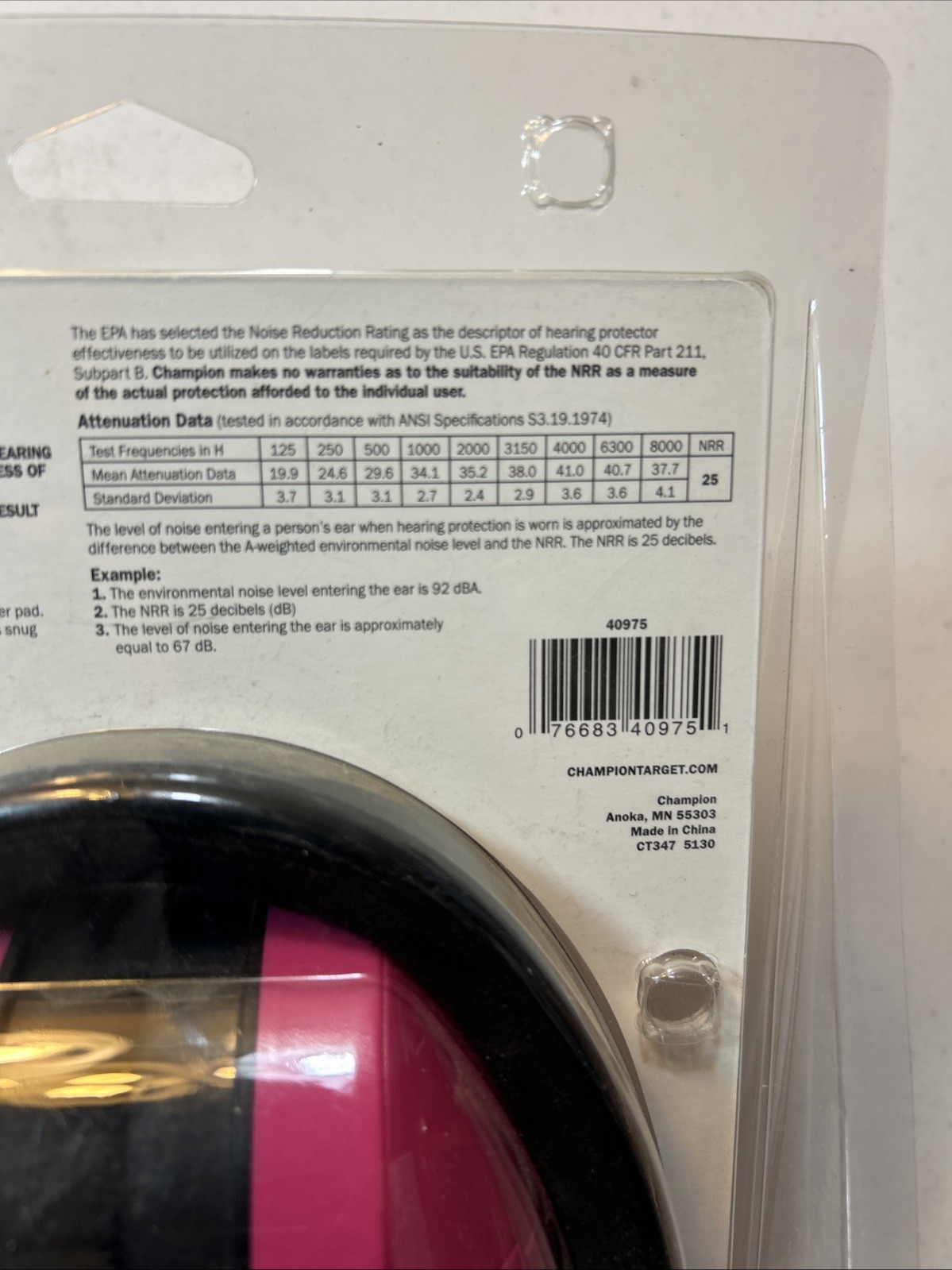 NEW Champion Pink Electronic Ear Muffs