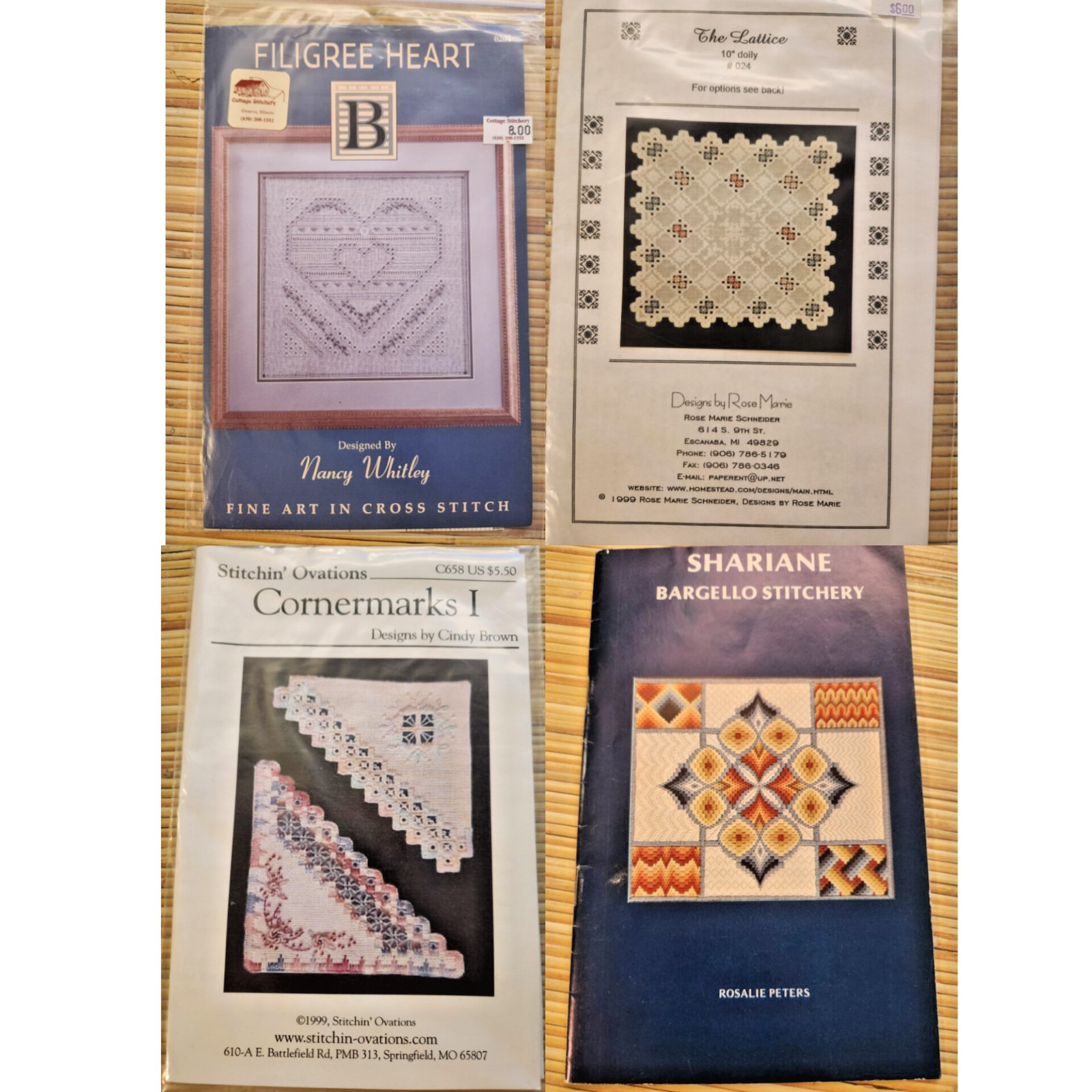 Crosstitch & Needlework Patterns Mixed Lot Of 4 Vintage