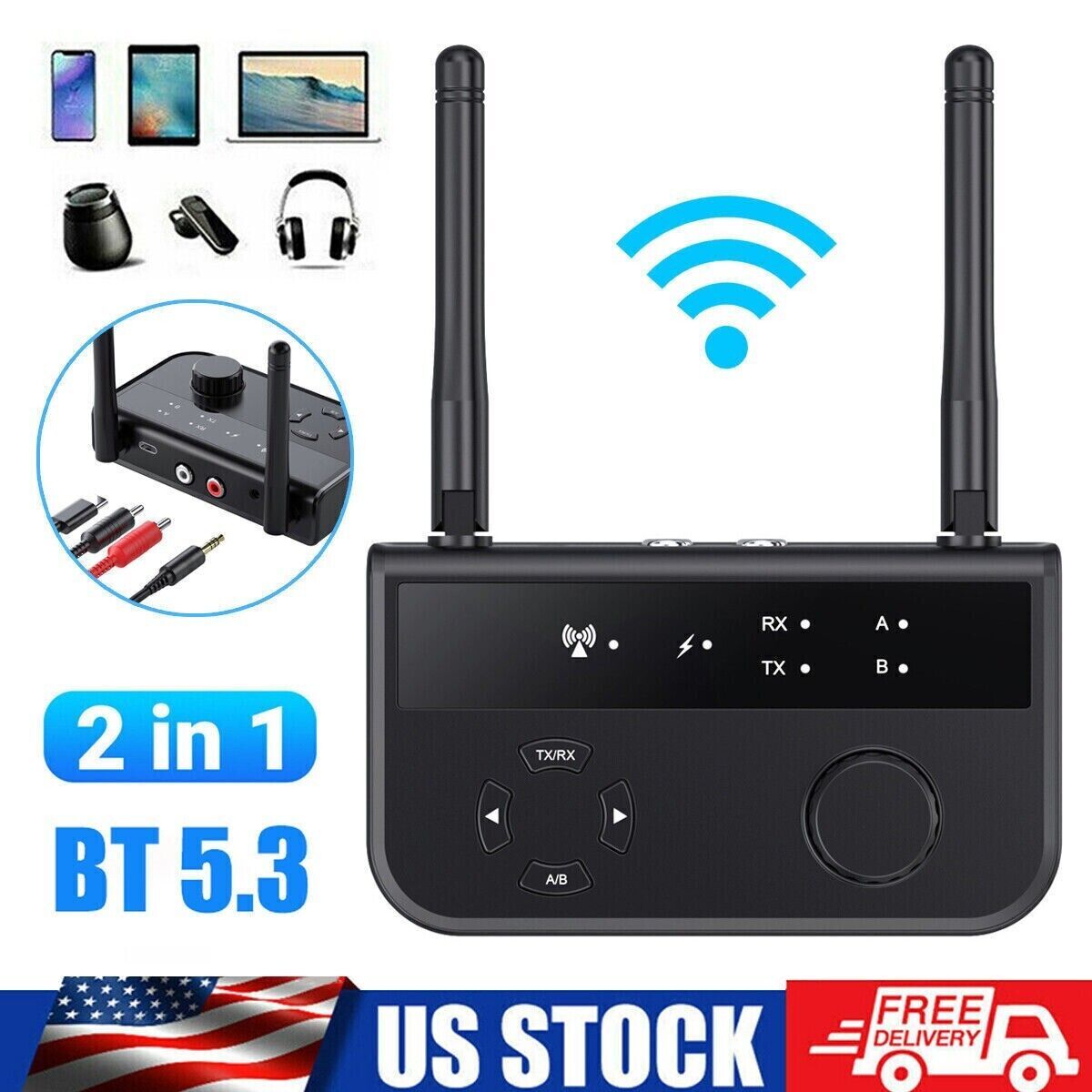 Long Range Bluetooth 5.3 Transmitter Receiver For TV Home Stereo Audio Adapter