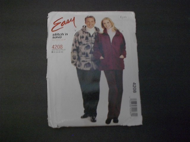 McCall's Pattern 4208 Misses' / Men's Unisex Jacket and Pull-On Pants  42~48 Unc