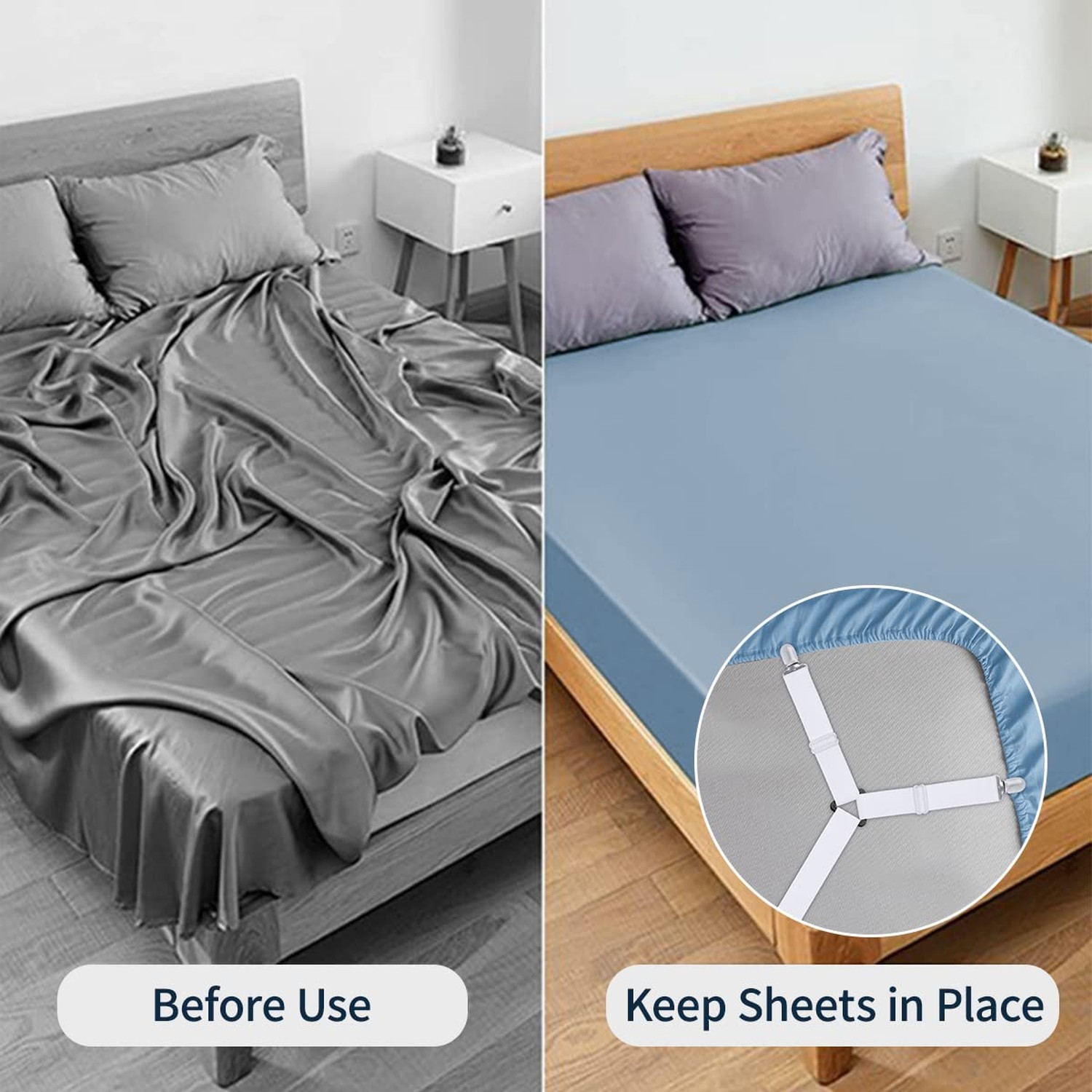 Sopito Sheet Straps, Adjustable Bed Sheet Suspenders Max Stretch from 29.5 in...