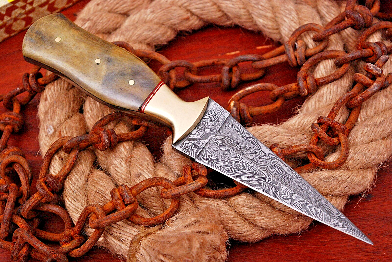 AUTHENTIC Handmade Damascus Steel Dagger Boot knife Full tang Sports