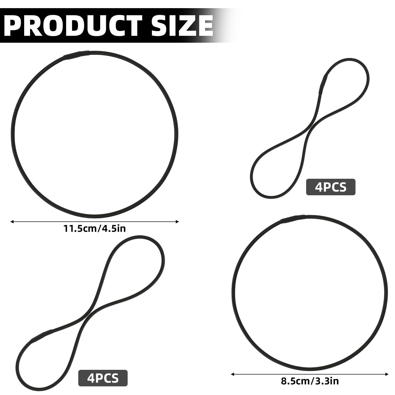 8PCS Microphone Shock Mount Rubber Ring, Black Universal Elastic Bands