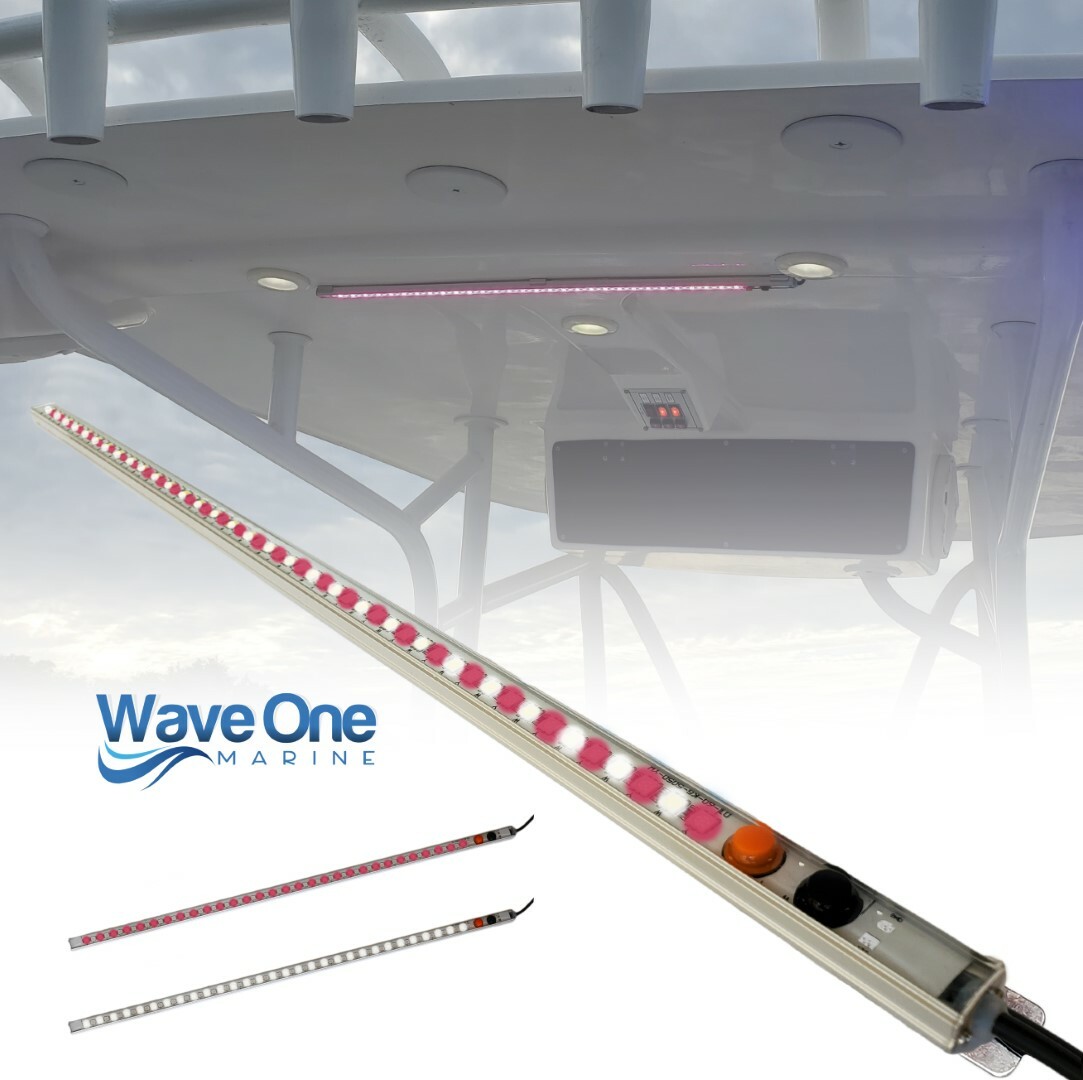 Wave One Marine | 24" T-Top LED Courtesy Boat Light | DUAL Color | White & Red