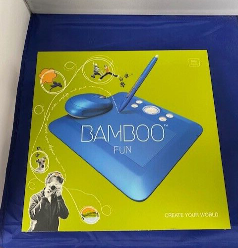 Wacom Bamboo Fun Pen Tablet Model CTE450B Small Blue w/Mouse Sealed New