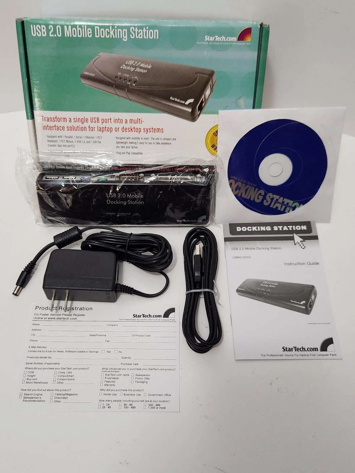 StarTech USB 2.0 Mobile Dock Station Laptop/PC Bkwrd Compat + Accessory Open Box