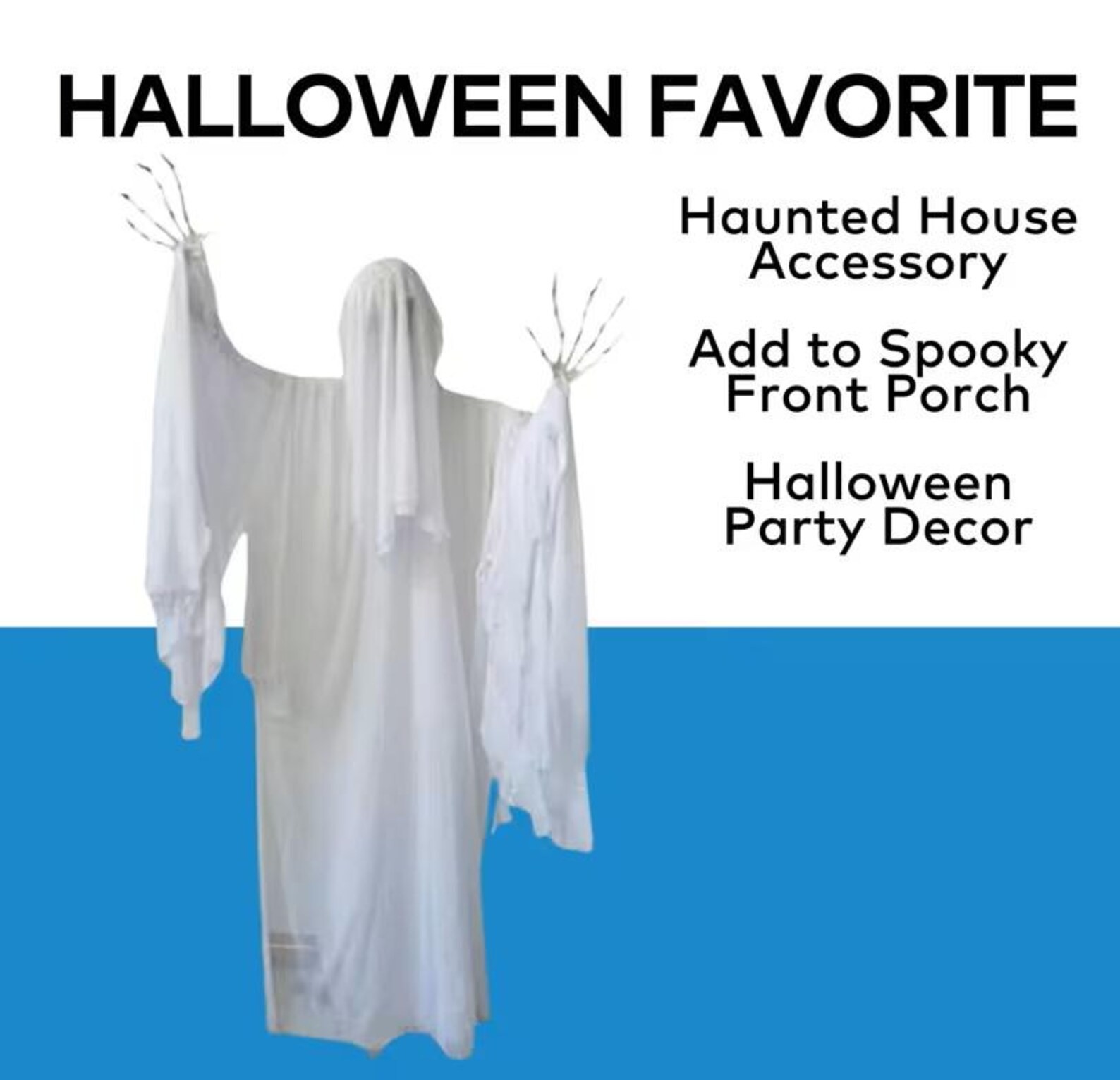 Halloween 55" x 65 1/2" Standing Animated Skeleton Ghost Decoration Prop New