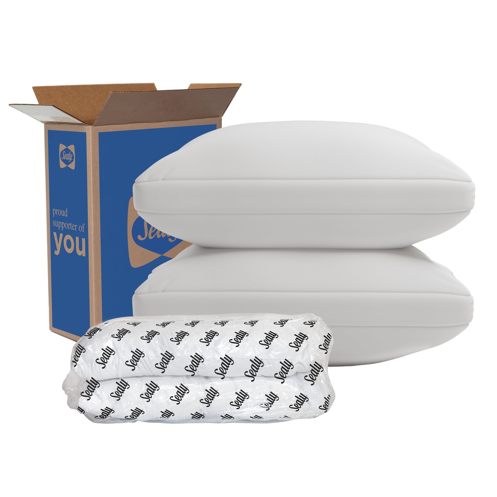Sealy Cooling Performance Bed Pillow, Jumbo, White- 2-Pack Extra Firm, Moisture