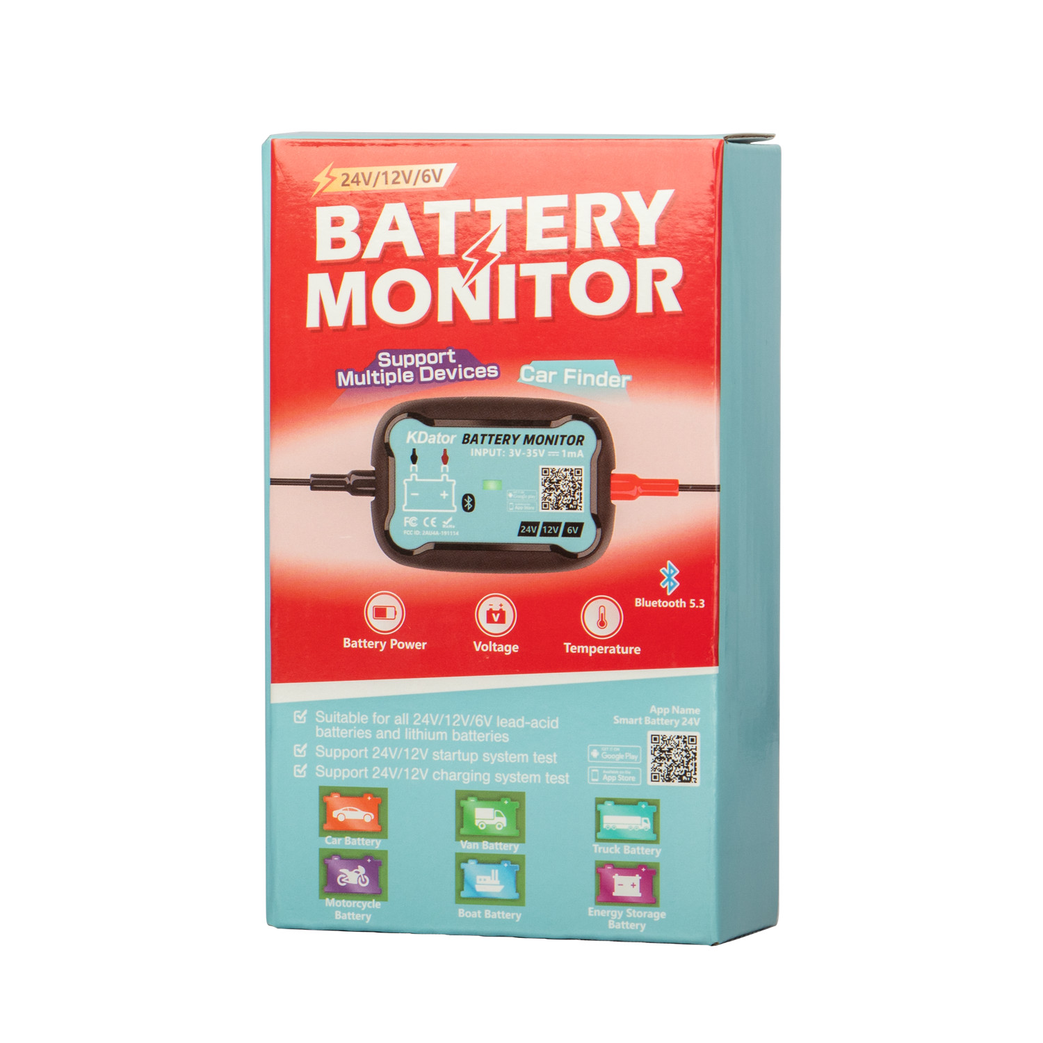 6V 12V 24V Bluetooth Battery Monitor BM7 Work for All Lead-Acid &Lithium Battery