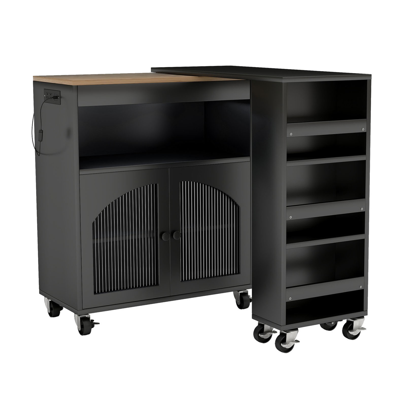 Modern Kitchen Island With Storage Rolling Cart