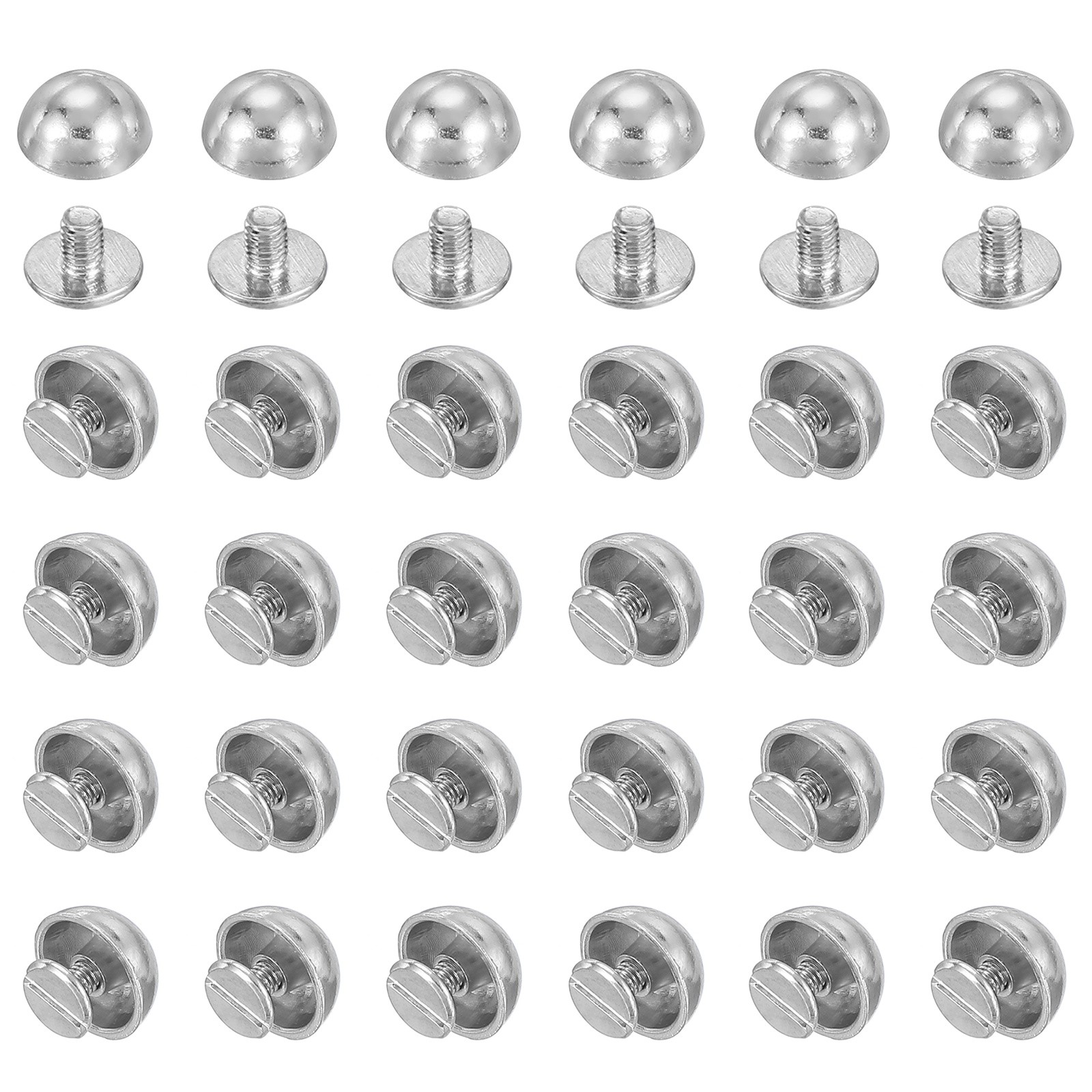 100 1/2" Silver Craft Tip Rivet Sets with Screw Back