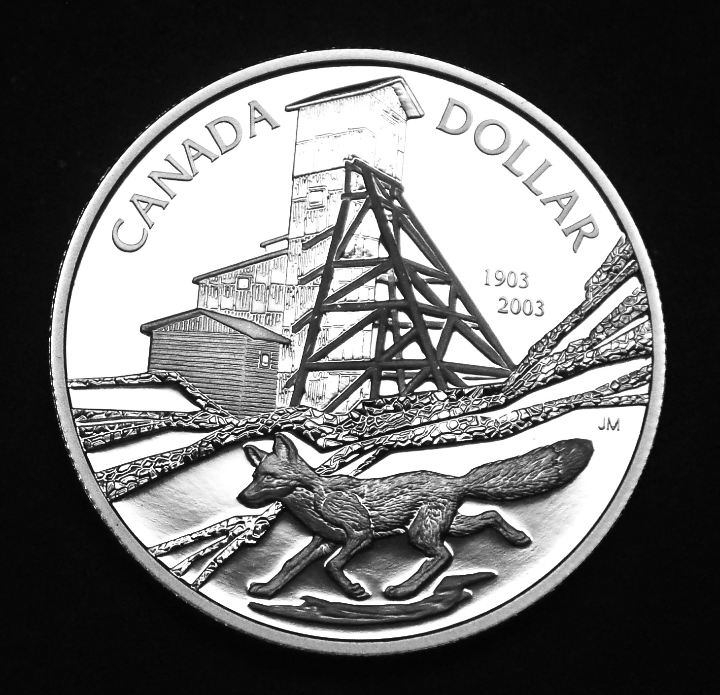 2003 $1 silver proof coin unc. celebrating the founding the cobalt silver mine