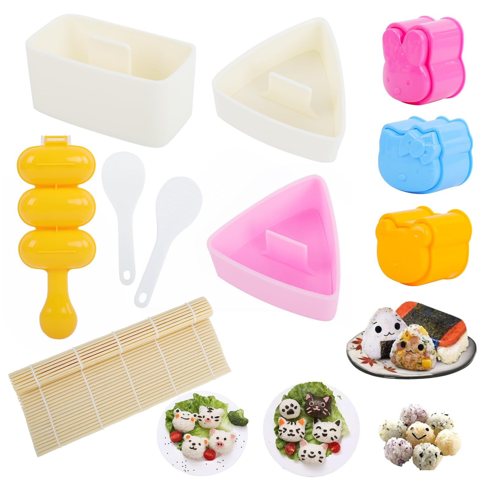 Onigiri Mold Set - 10pcs Spam Musubi Maker Press Large J10pcs, White-10pcs