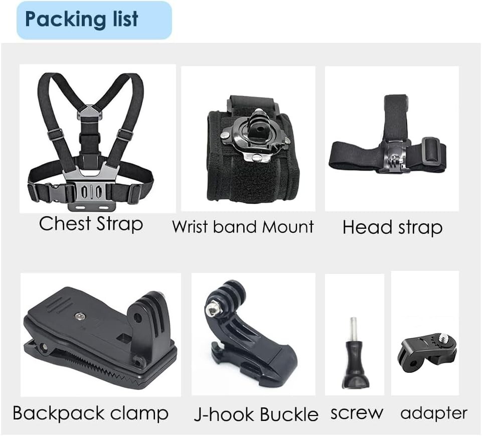 Adjustable Camera Chest Mount & Strap Kit for GoPro & Insta360 - 360° Rotation