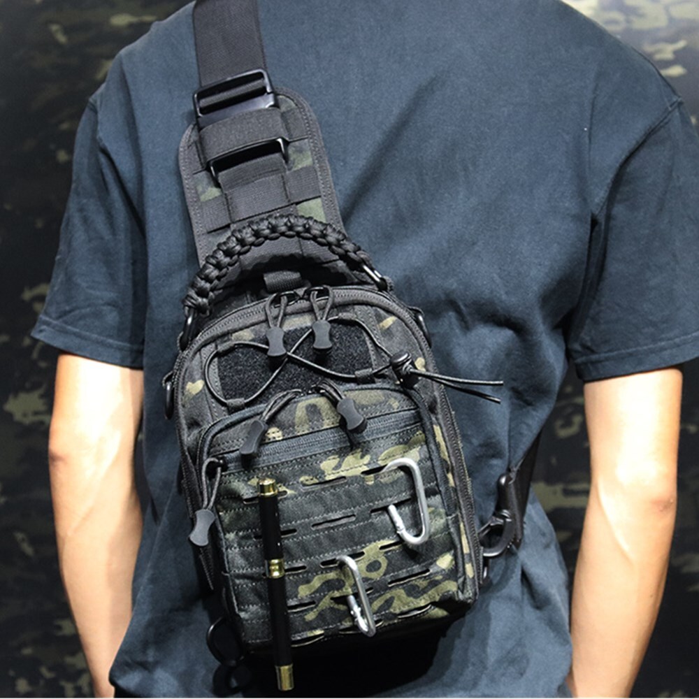 Tactical Compact Concealed Carry Sling Bag Cut Molle Pistol Holster EDC Single