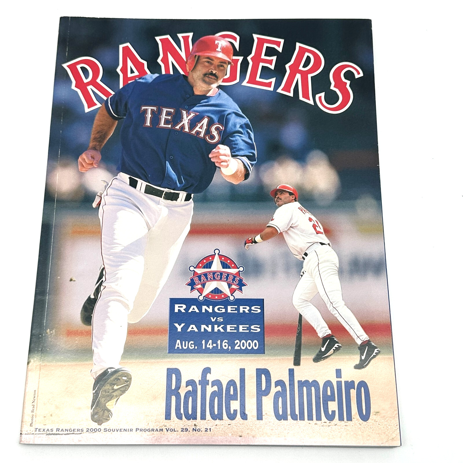 Texas Rangers Yankees 2000 MLB Program Rafael Palmeiro Vol 29 No 21 VG