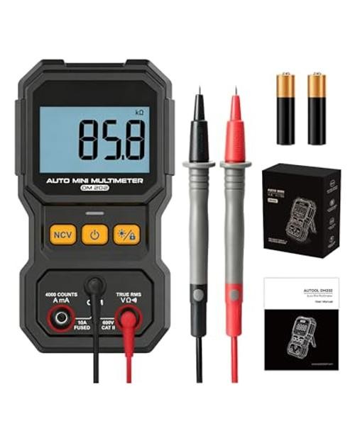 Mini Multimeter, 4000 Counts True RMS Auto-Ranging, NCV, DM202