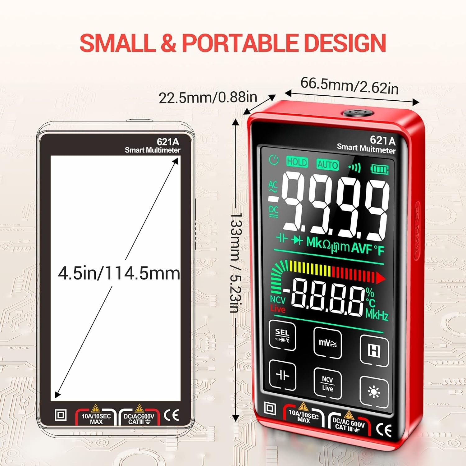Digital Multimeter Tester Smart Touch TRMS Auto-Ranging 9999Counts Rechargeable