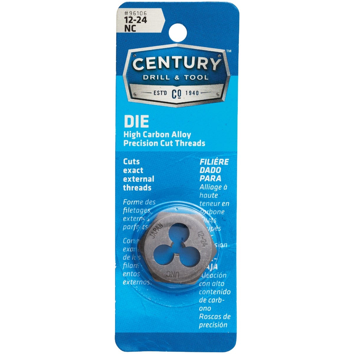 Drill & Tool 12-24  Coarse 1 In. Across Flats Fractional Hexagon Die  Drill &