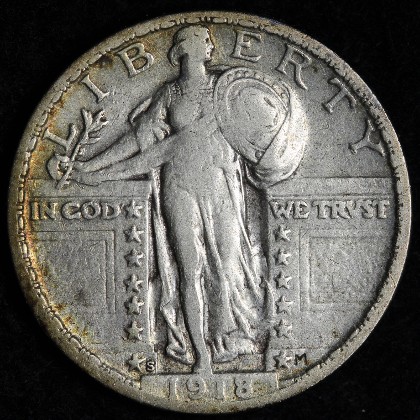 1918-S Standing Liberty Silver Quarter XF+ E307 UWNM