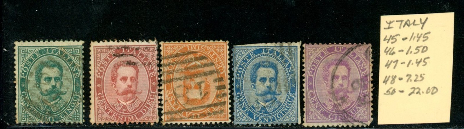 Italy Scott # 45 - 48, 50 - Used - CV=$33.65                  (2-C186)