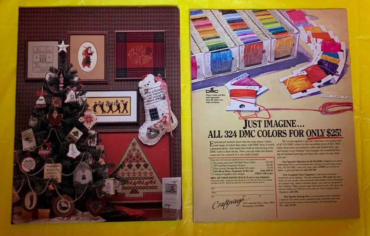 6 Vintage cross stitch Magazines & 1 book-#'s 12/41& 65 by Gloria & Pat +4